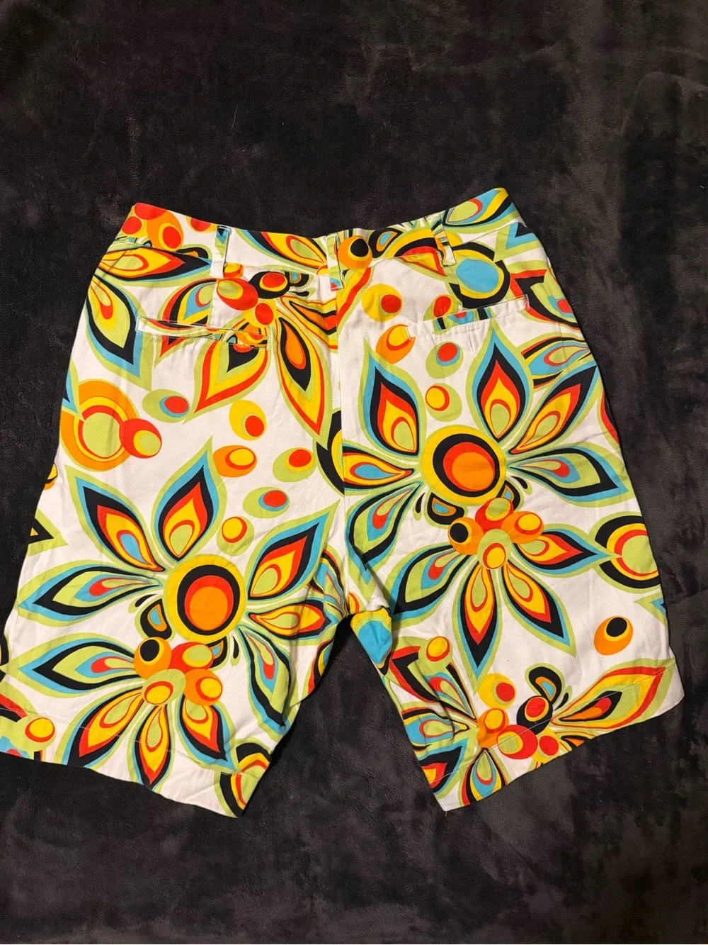 Loudmouth golf White Board Shorts with Multicolor Retro Floral Pattern